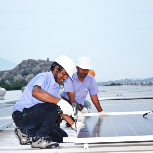 solar panel installation on rooftop