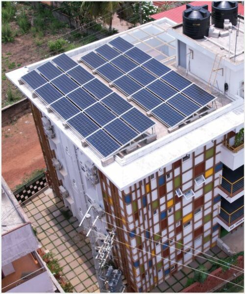 Rooftop solar systems installed on a residential building