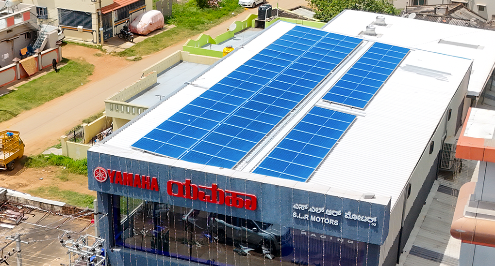 Hybrid rooftop solar plus storage installation at SLR Motors in Tumkur, Karnataka